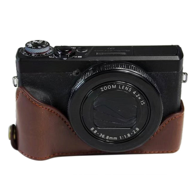 Camera Half Case Base for Canon G7 X Mark III / G7 X3 (Coffee) with 1/4 inch Thread PU Leather