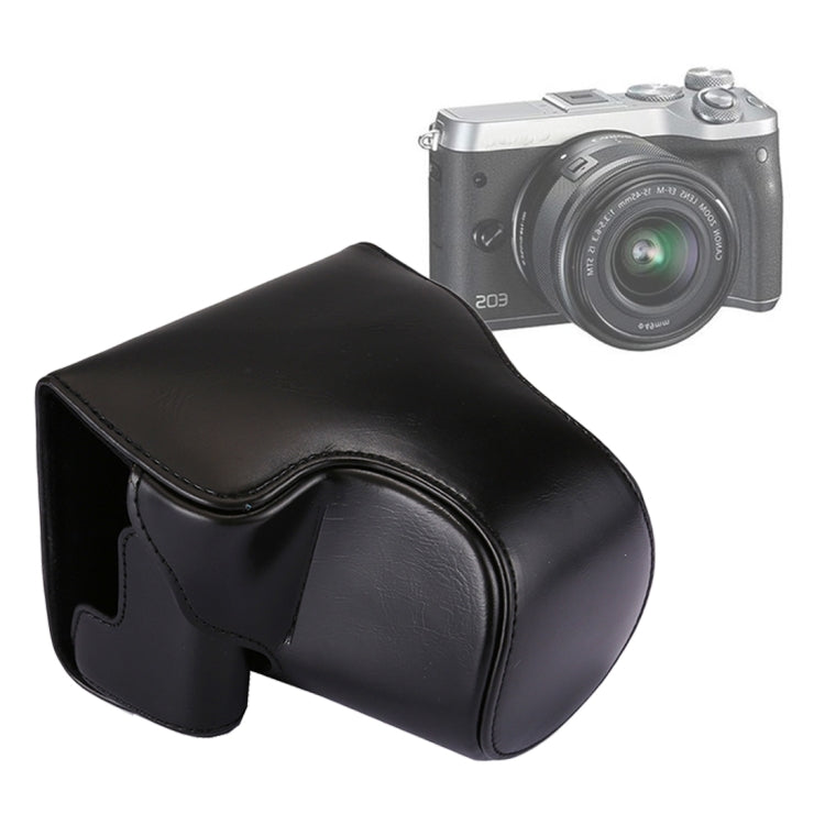 Black PU Leather Camera Case with Strap for Canon EOS M6