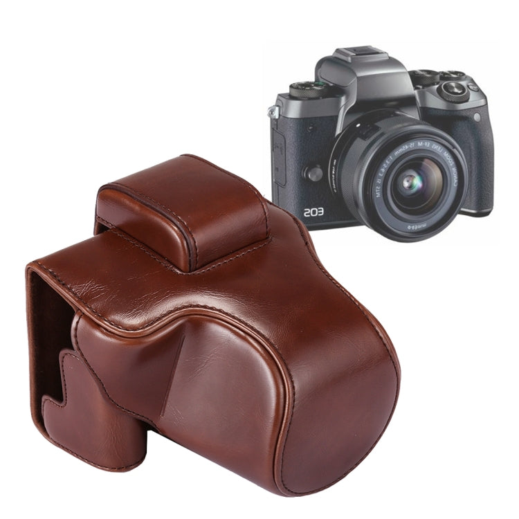 Full Body Camera PU Leather Case Bag with Strap for Canon EOS M5 (Coffee) - Stylish and Protective PU Leather Case for Canon EOS M5
