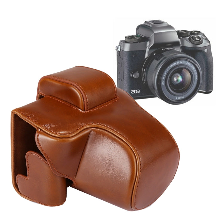 Brown Full Body Camera PU Leather Case Bag with Strap for Canon EOS M5