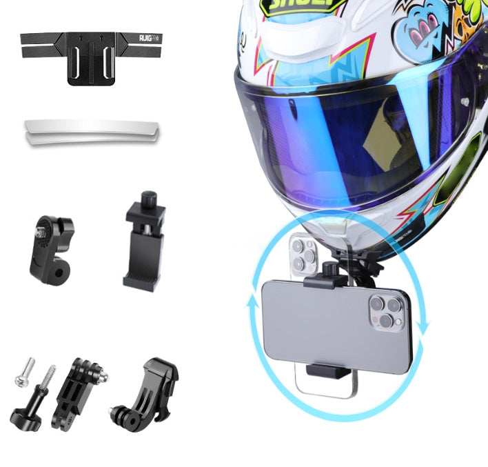 RUIGPRO Action Camera Phone Helmet Mount Kit with J-Hook Buckle & Rotation Phone Clamp & Adapter - Enhance Your Adventure Experience