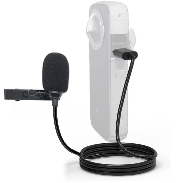 Lavalier Clip Type-C Recording Microphone for Insta360 ONE X2 (Black)