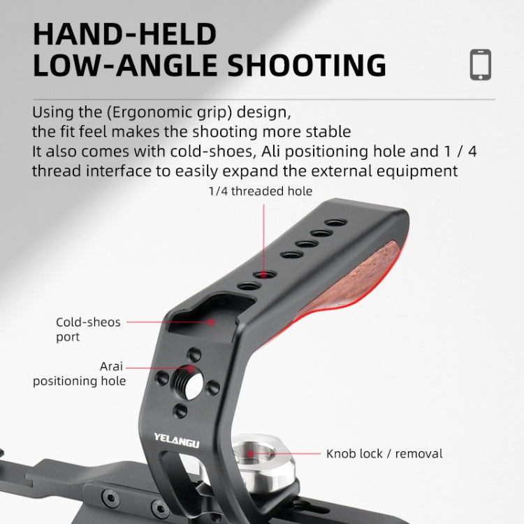 YELANGU LW-B01-3 Handheld Video Stabilizer Top Handle with Cold Shoes