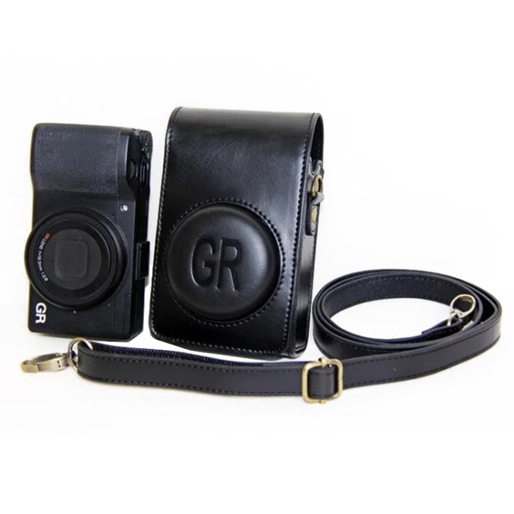 Camera PU Leather Case Bag with Adjustable Strap for Ricoh GR / Casio ZR Series (Black)
