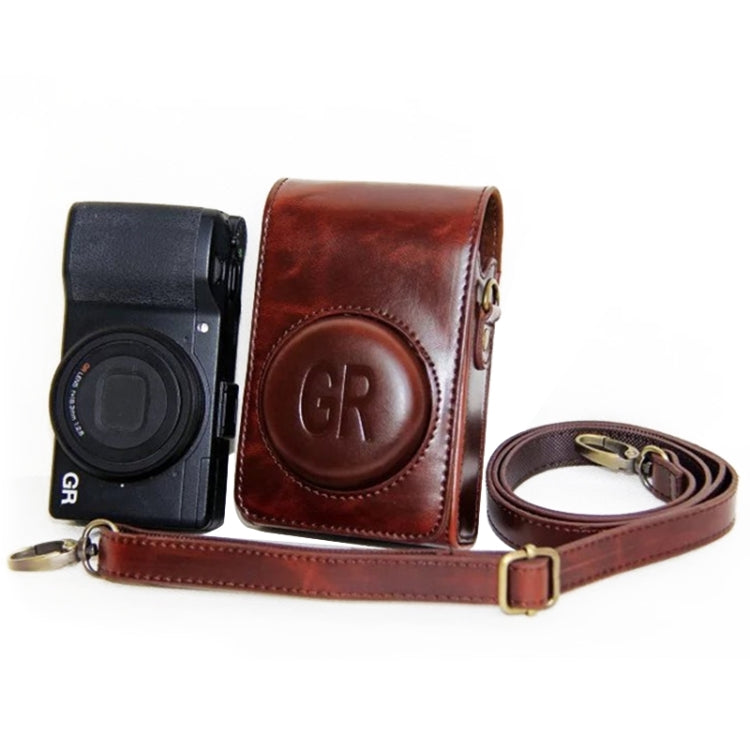 Camera Leather Case Bag with Adjustable Strap for Ricoh and Casio Cameras (Coffee)