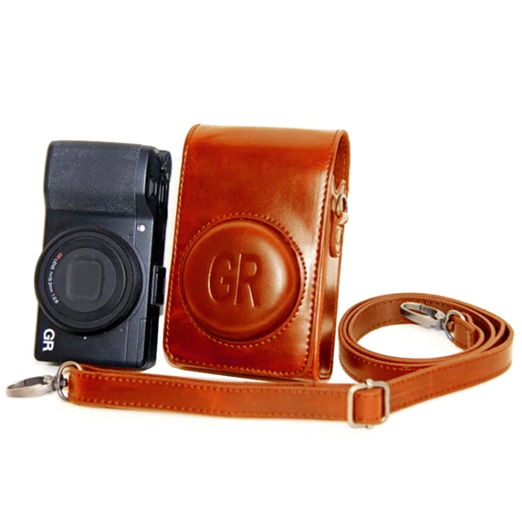 Full Body PU Leather Camera Case with Strap for Ricoh GR / GRII / GRIII, Casio ZR Series (Brown)