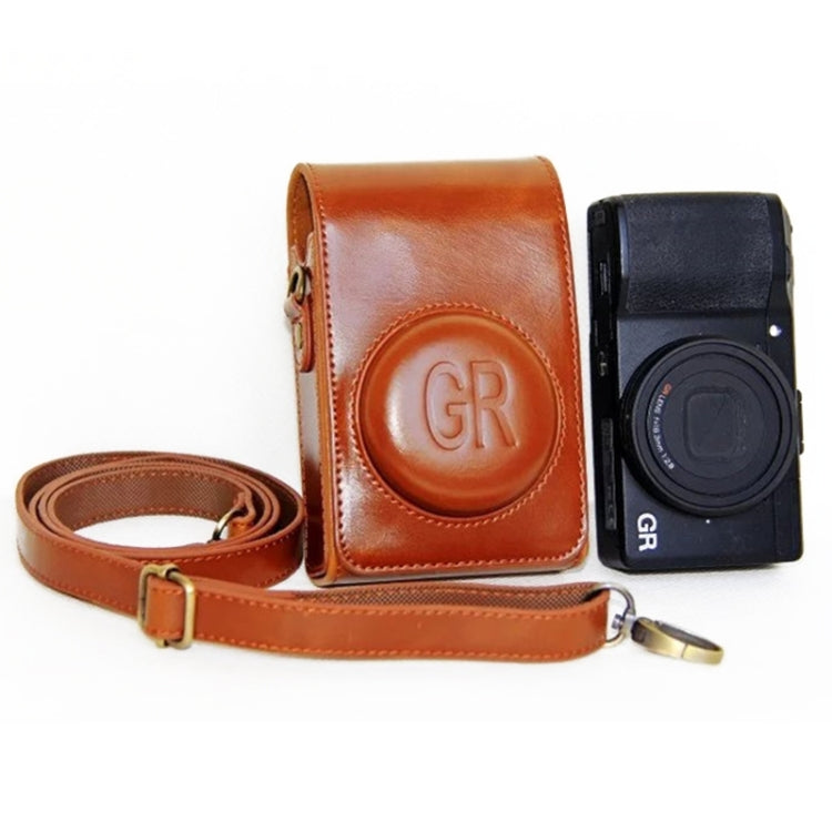Full Body PU Leather Camera Case with Strap for Ricoh GR / GRII / GRIII, Casio ZR Series (Brown)