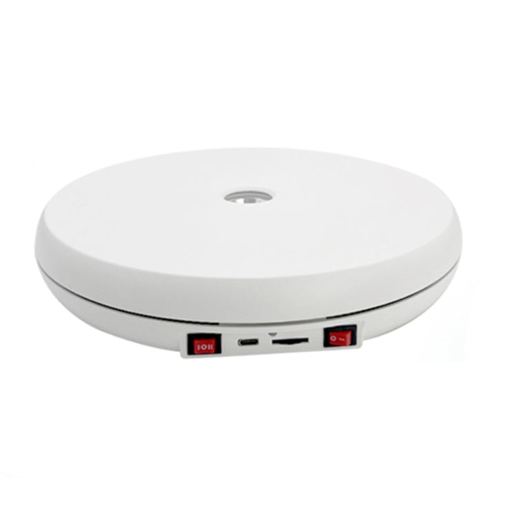 25cm Electric Rotating Display Stand Turntable with LED Light (White)