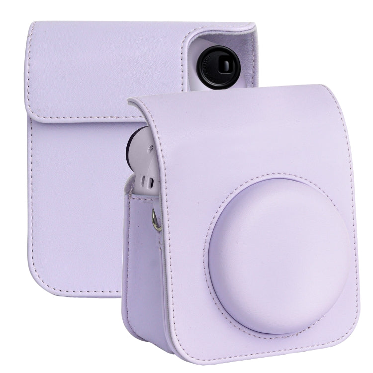 Purple Leather Camera Case for Fujifilm Instax Mini 12 with Shoulder Strap
