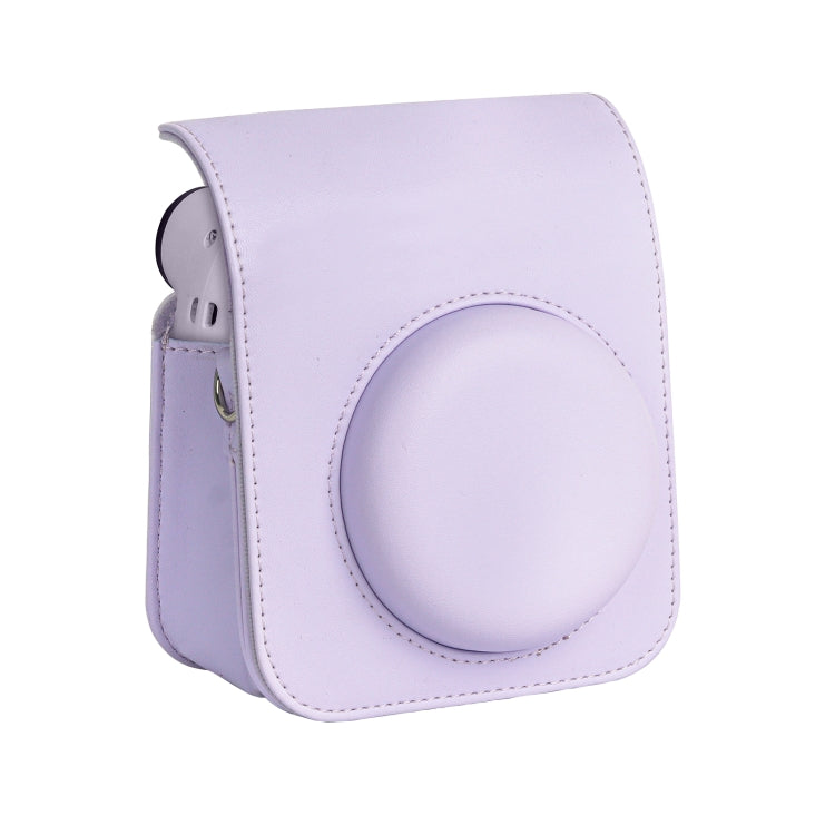 Purple Leather Camera Case for Fujifilm Instax Mini 12 with Shoulder Strap