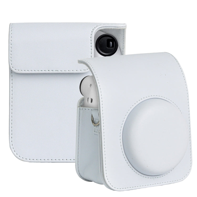 White Leather Camera Case with Shoulder Strap for Fujifilm Instax Mini 12