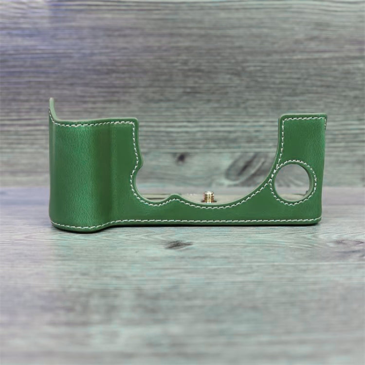 PU Leather Half Case Base for FUJIFILM X-T5 Camera (Green, 1/4 inch Thread)