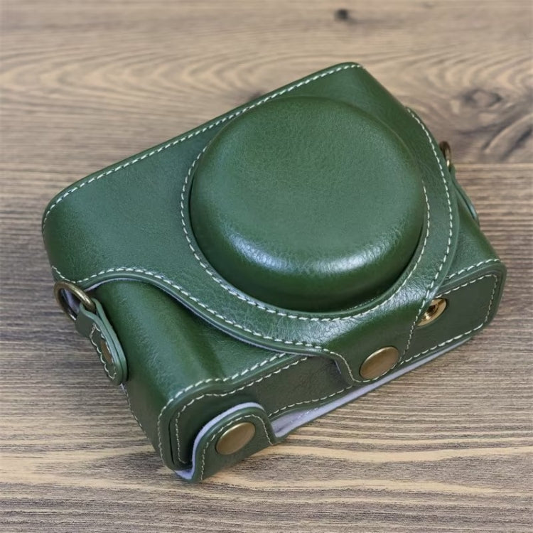 Green Full Body Leather Case with Strap for Sony ZV-1F Vlog Camera