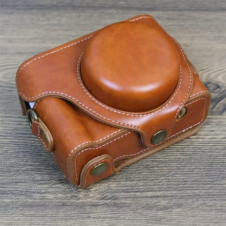 Sony ZV-1F Vlog Camera Brown Leather Full Body Case with Strap
