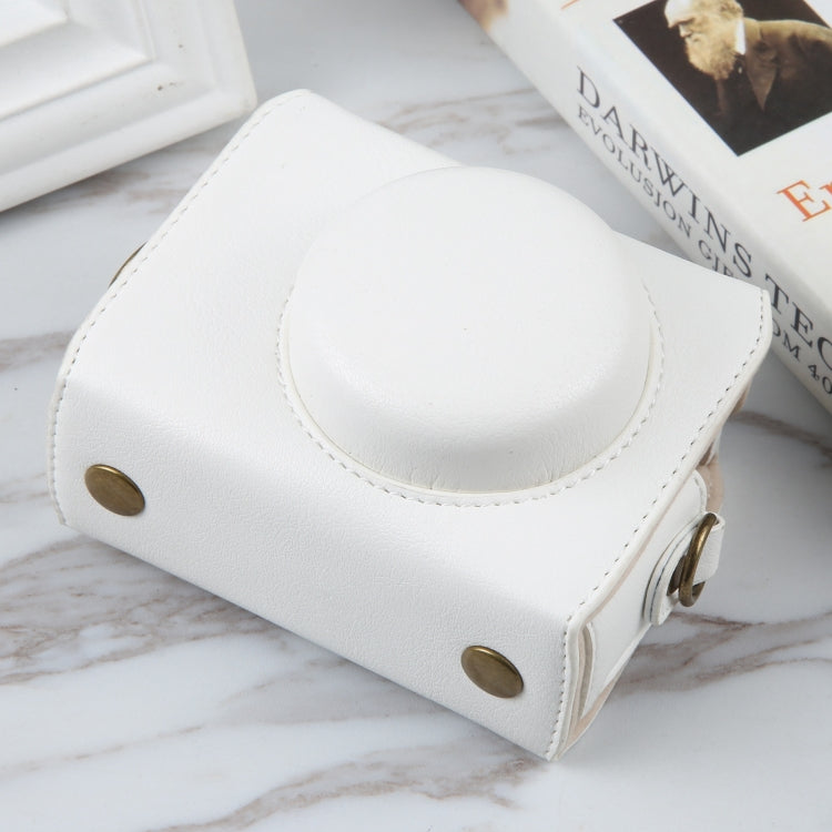 Sony ZV-1F Vlog Camera Magnetic Leather Case Bag with Strap (White)