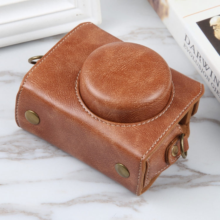 Sony ZV-1F Vlog Camera Brown Leather Magnetic Full Body Case with Strap
