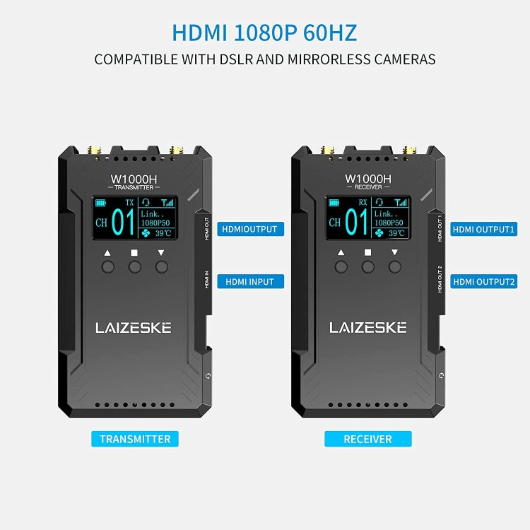 LAIZESKE W1000H 1000FT HDMI Wireless Video Transmission System in Black Color
