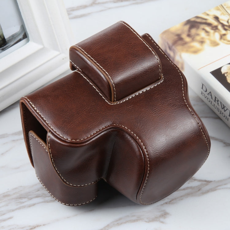 Magnetic Leather Camera Case Bag with Strap for Nikon Z50 / Z30 (Coffee)