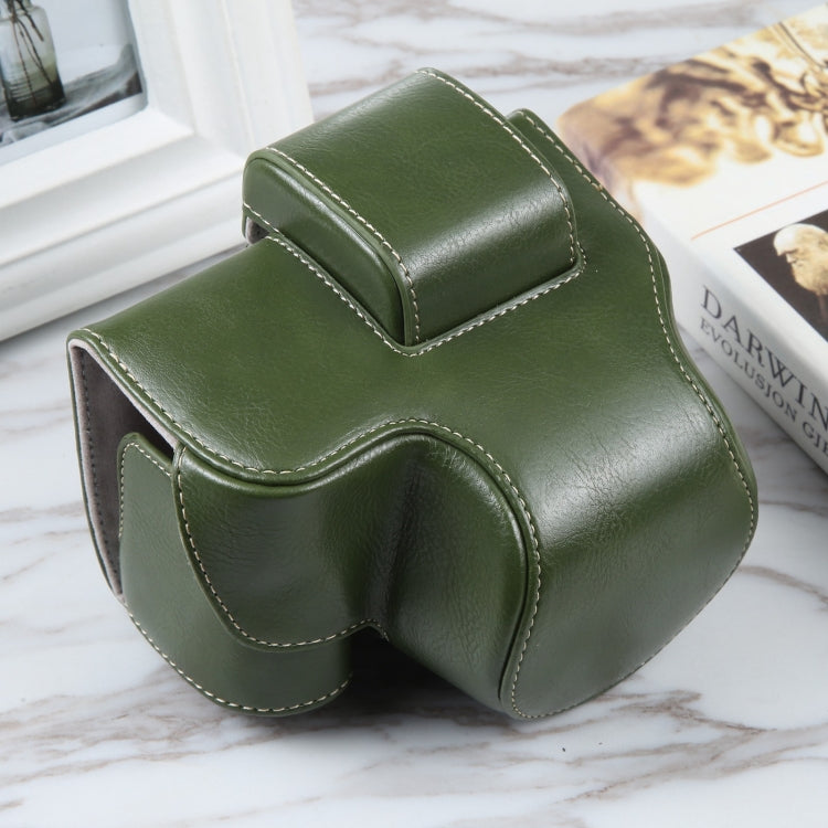 Full Body Magnetic Leather Camera Case Bag for Nikon Z50 / Z30 (Green) with Strap