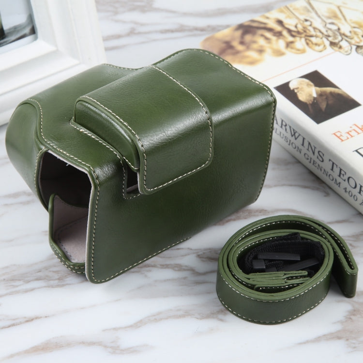 Full Body Magnetic Leather Camera Case Bag for Nikon Z50 / Z30 (Green) with Strap