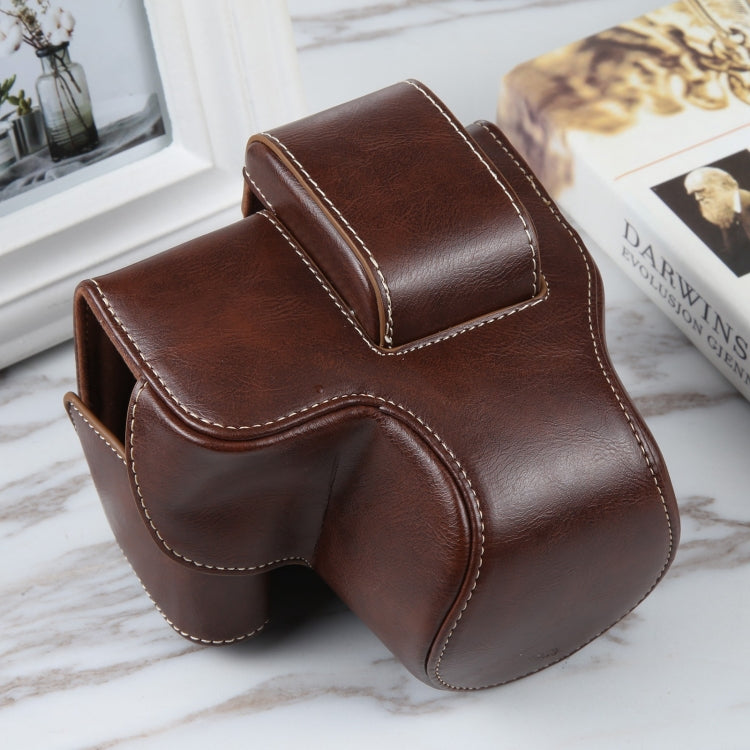Canon EOS R10 Magnetic Leather Camera Case with Strap - Coffee