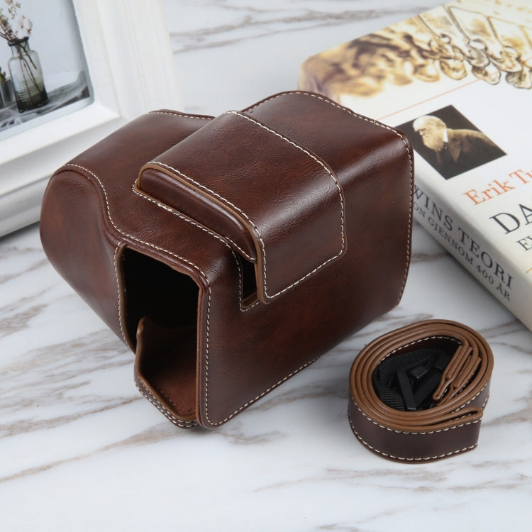 Canon EOS R10 Magnetic Leather Camera Case with Strap - Coffee