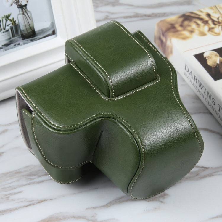 Canon EOS R10 Magnetic Leather Camera Case Bag with Strap - Green