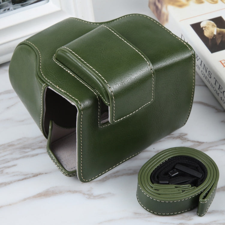 Canon EOS R10 Magnetic Leather Camera Case Bag with Strap - Green