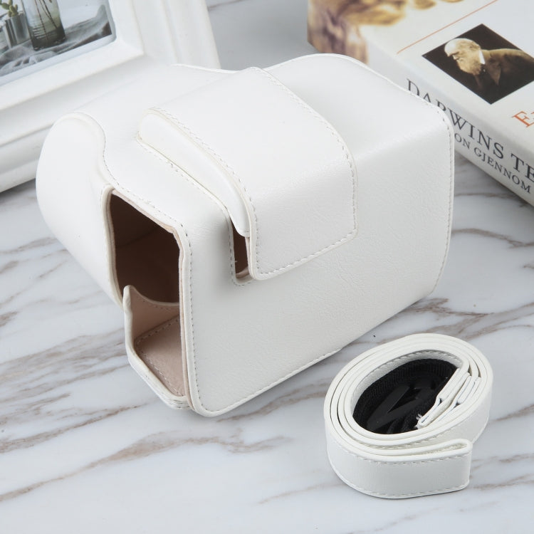 Magnetic Leather Camera Case Bag for Canon EOS R10 - White