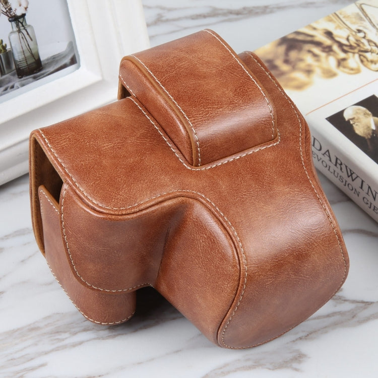 Canon EOS R10 Magnetic Leather Camera Case Bag with Strap (Brown)