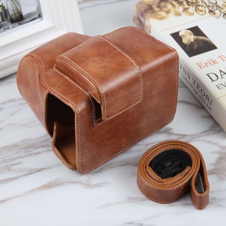 Canon EOS R10 Magnetic Leather Camera Case Bag with Strap (Brown)