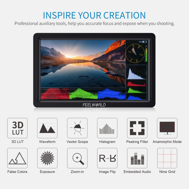 FEELWORLD FW568S 6 Inch IPS On-Camera Monitor with FHD Display and Multiple Power Options (Black)
