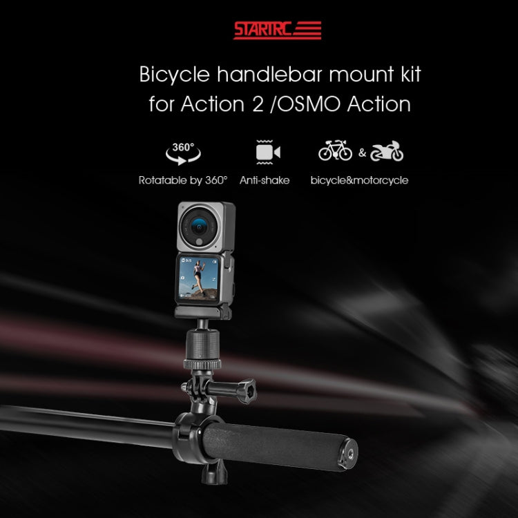 STARTRC Upgrade Racing Steel Bike Handlebar Mount Holder For DJI Action 3 / Action 2 / OSMO Action (Black)