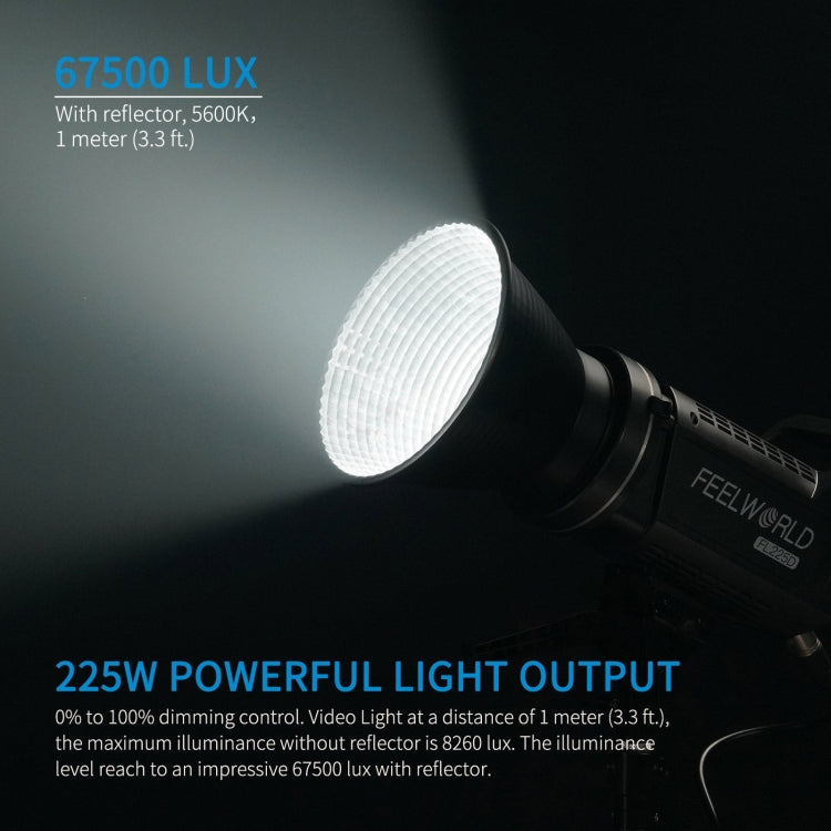 FEELWORLD FL225D 225W Daylight Point Source Video Light with Bluetooth APP Control - UK Plug