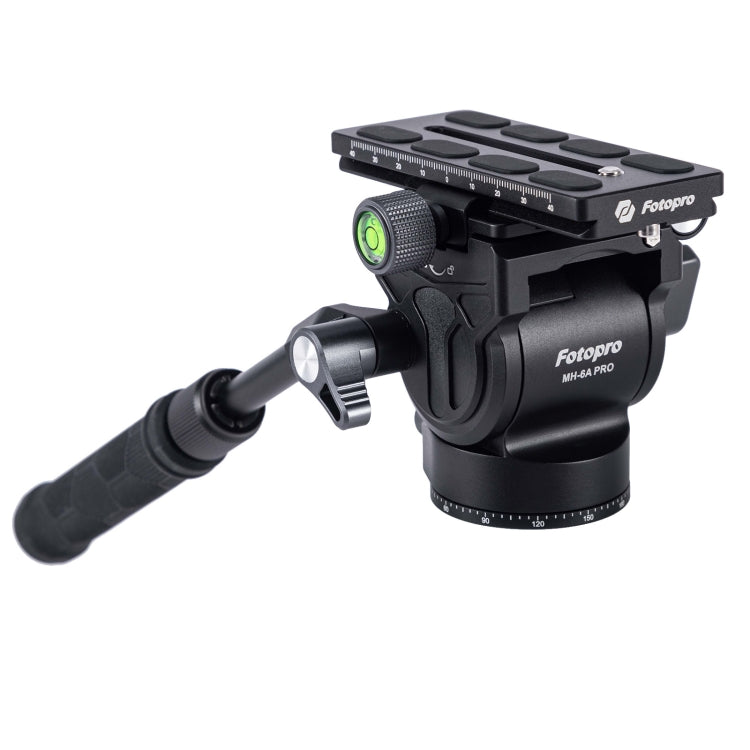 Fotopro MH-6A Pro Aluminum Alloy Heavy Duty Video Camera Tripod with Smooth Action Fluid Drag Head (Black)