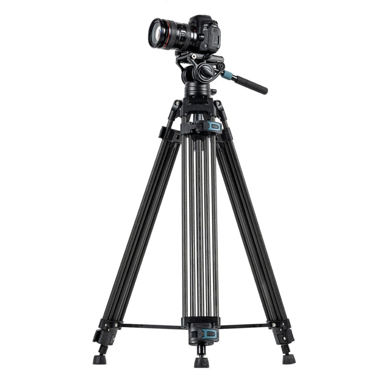 Fotopro DV-3C Carbon Fiber Video Tripod with Heavy Duty Fluid Head (Black)