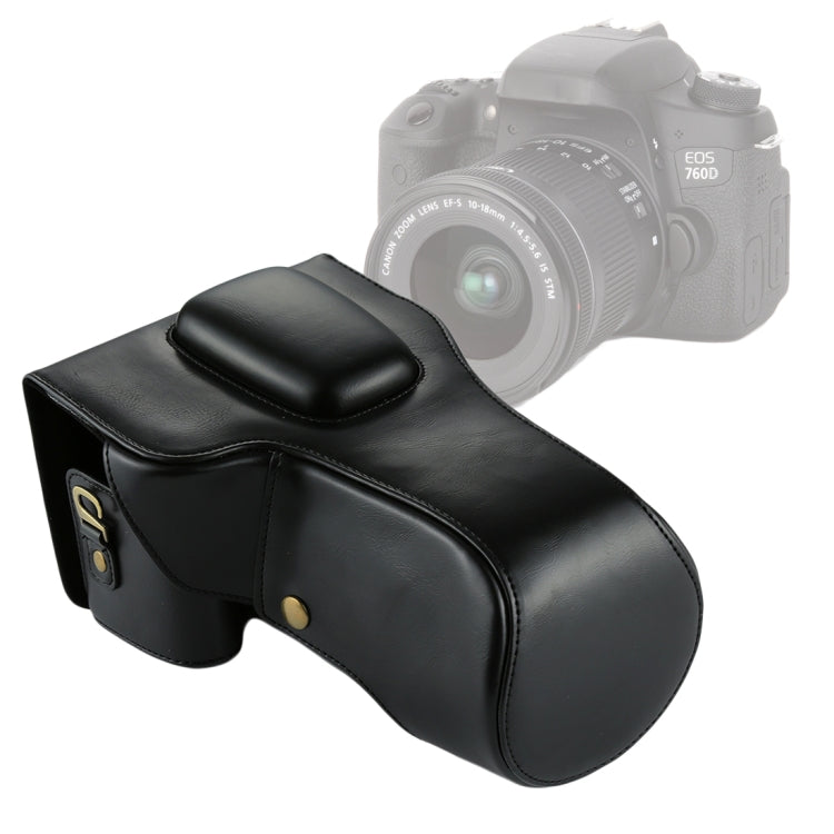 Full Body Camera Leather Case Bag for Canon EOS 760D / 750D with 18-135mm Lens