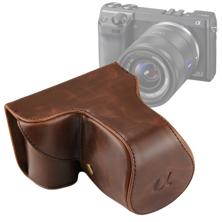 Coffee-Colored PU Leather Camera Case Bag with Strap for Sony NEX 7 / F3