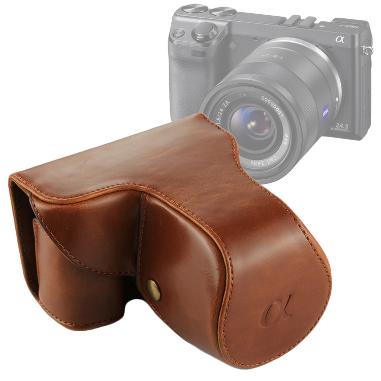 Full Body PU Leather Camera Case with Strap for Sony NEX 7 / F3 (18-55mm Lens)(Brown)