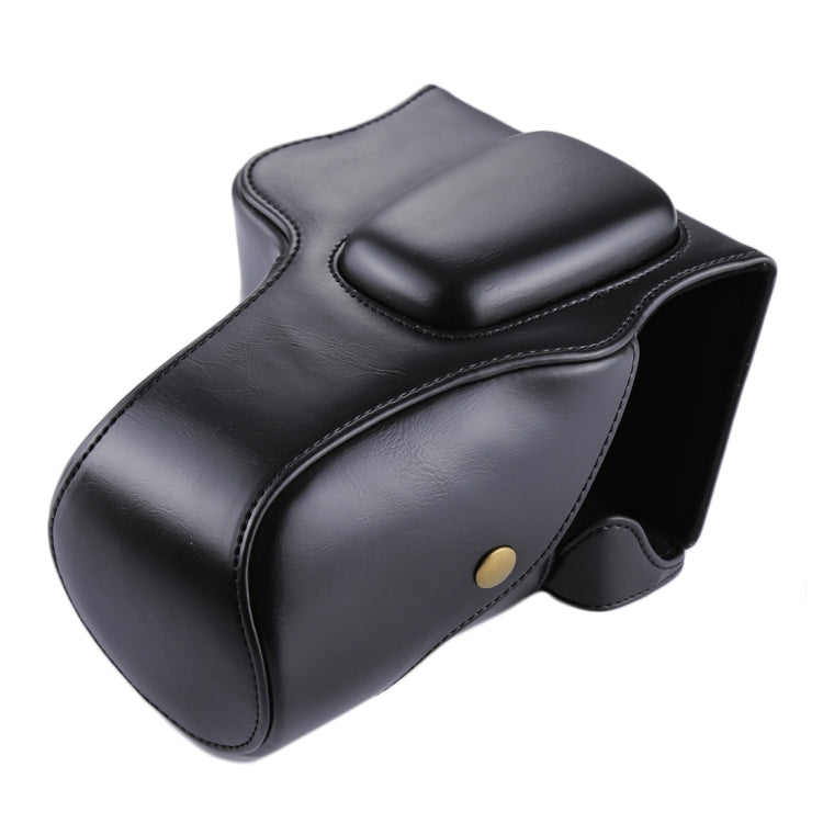 Padded Black Leather Camera Case for Canon EOS 200D (18-55mm Lens)
