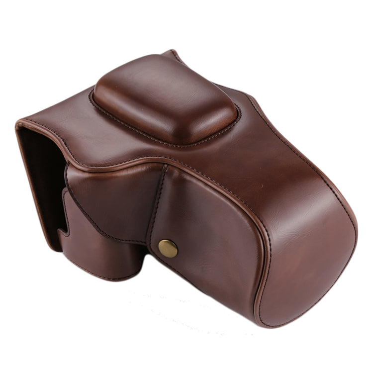 Full Body PU Leather Camera Case for Canon EOS 200D with 18-55mm Lens (Coffee)