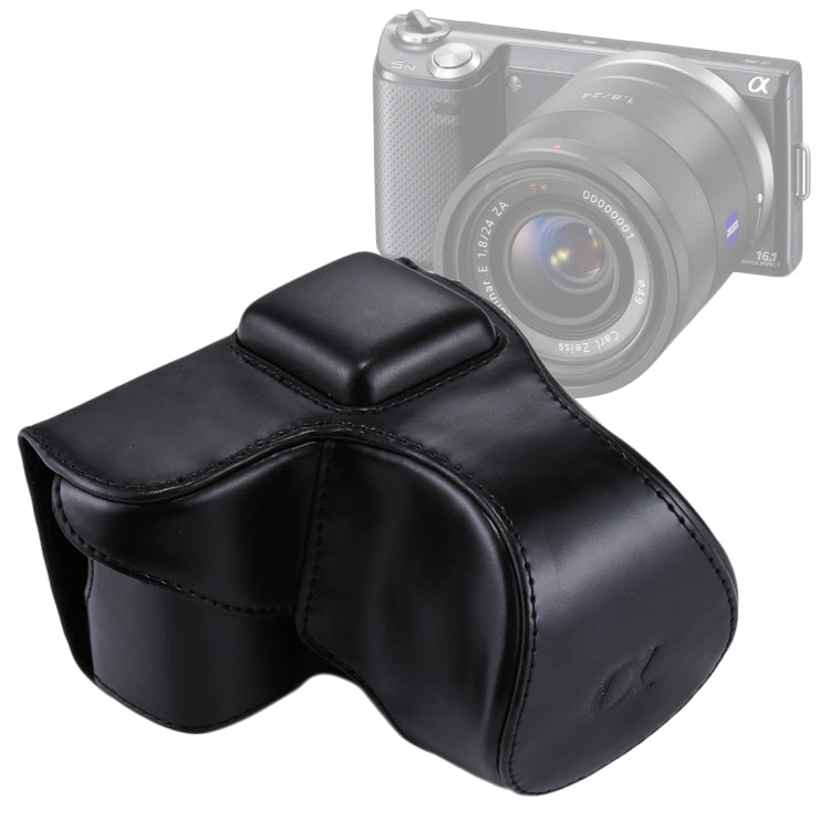 Stylish PU Leather Camera Case with Strap for Sony NEX 5N / 5R / 5T (16-50mm / 18-55mm Lens)(Black)