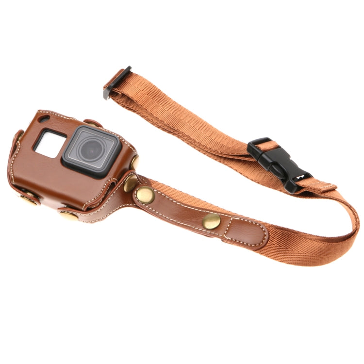 Coffee PU Leather Housing Case with Neck Strap for GoPro HERO7 Black /6 /5