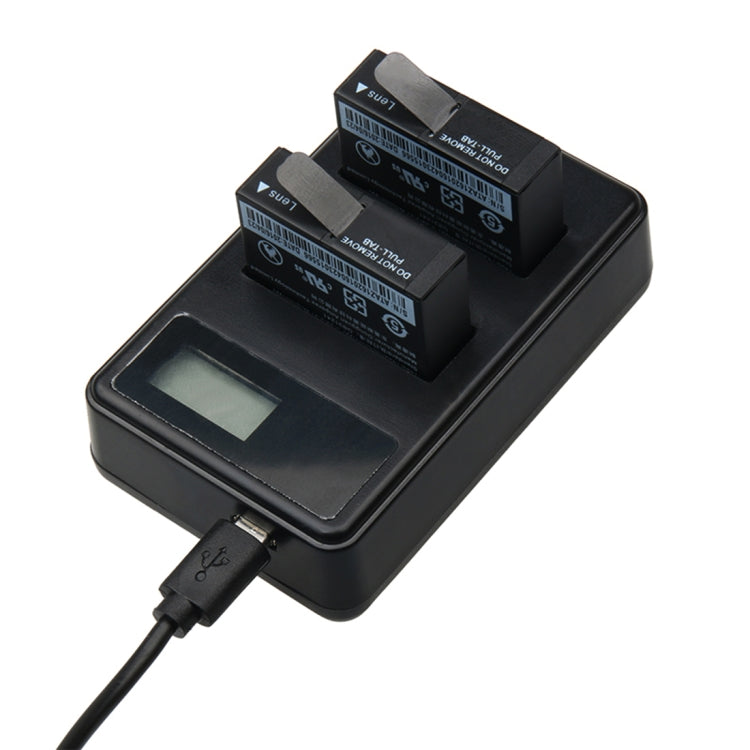LCD Dual Batteries Charger with USB Cable for Xiaoyi 4K Sport Camera with Charging Capacity Display (XM47)