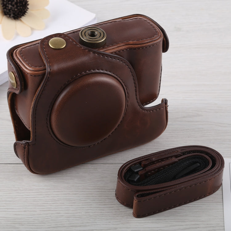 Full Body PU Leather Camera Case with Strap for Canon G16 - Coffee