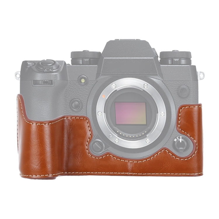 Brown PU Leather Half Case Base for FUJIFILM X-H1 Camera