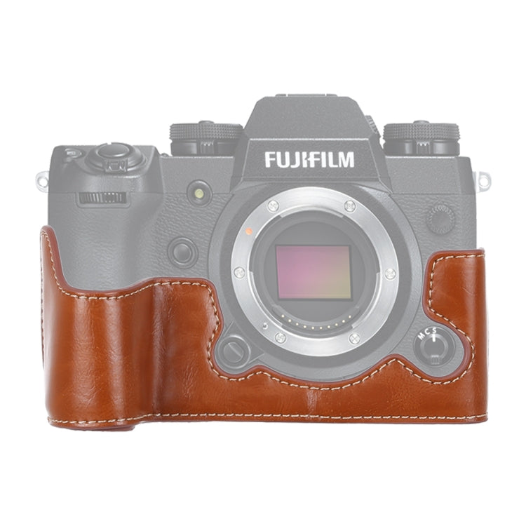 Brown PU Leather Half Case Base for FUJIFILM X-H1 Camera