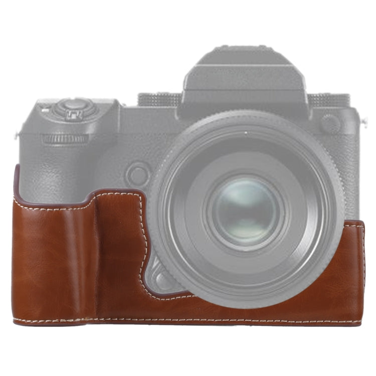 Brown PU Leather Half Case Base for FUJIFILM GFX 50S Camera