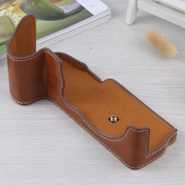 Brown PU Leather Half Case Base for FUJIFILM GFX 50S Camera