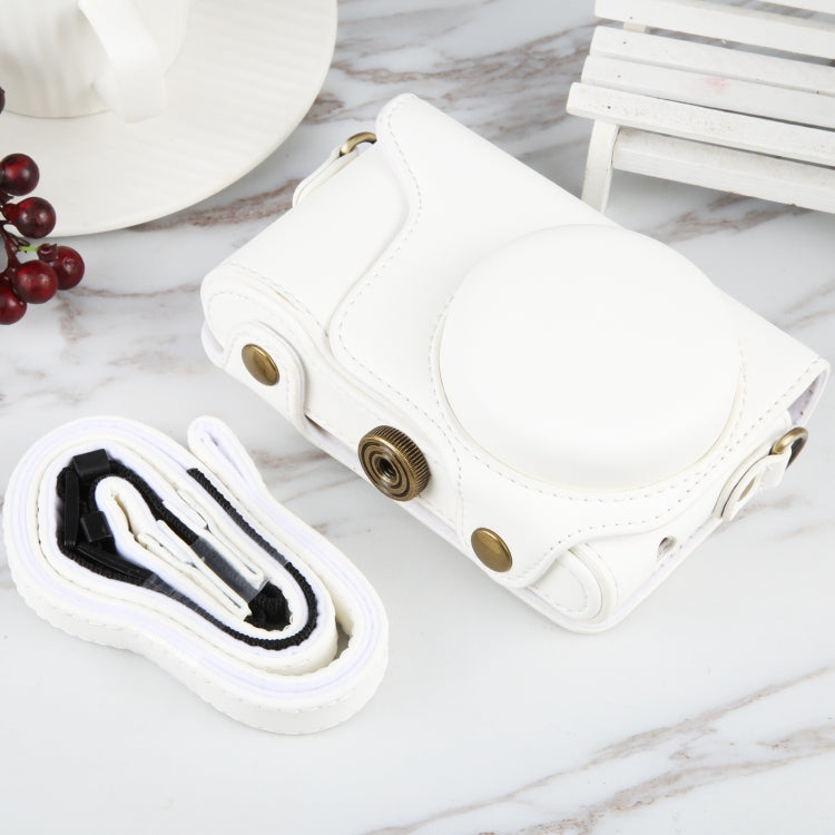 Elegant White PU Leather Case Bag with Strap for Samsung Galaxy Camera EK-GC100 / EK-GC110 / EK-GC200